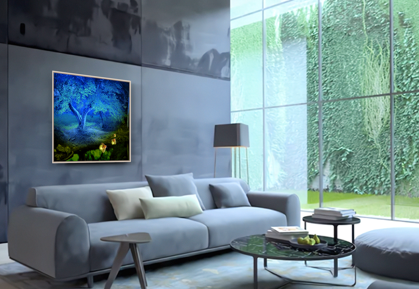 ירח כחול - Artifactor Studio - "Blue moon", Oil Reproduction, wall display